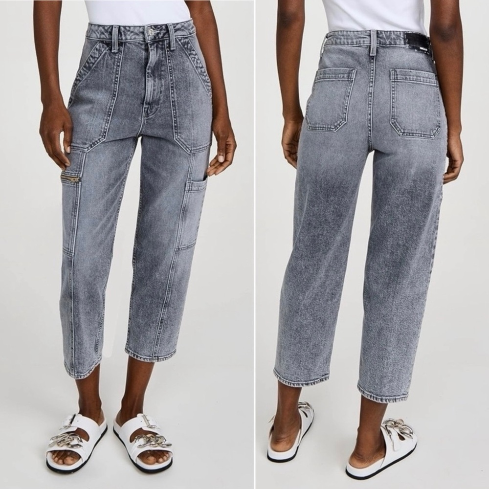 MOTHER SUPERIOR Jeans Private Patch Pocket Ankle Shadow Dancing Gray Size 28